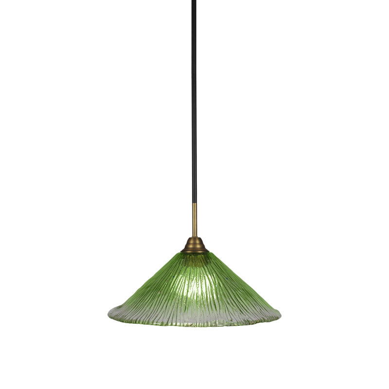 Averyon Paramount Stem Hung Pendant Shown In Brushed Nickel Finish With 12" Glass, Raspberry, 10.5" H x 16" W x 16" D