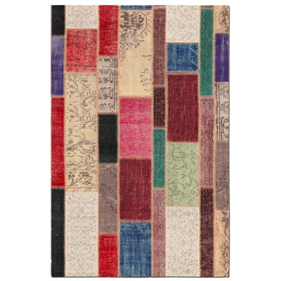 Patchwork Multicolor Woven Base Machine Washable Rug