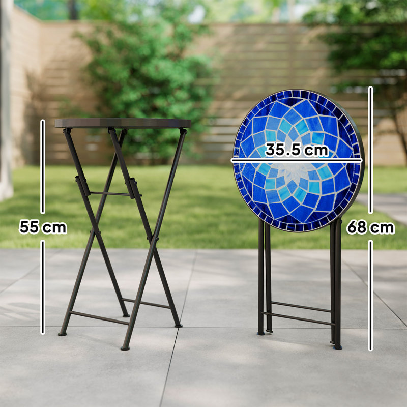Round Metal Folding Outdoor Side Table , 35.5cm cm W 35.5cm cm D