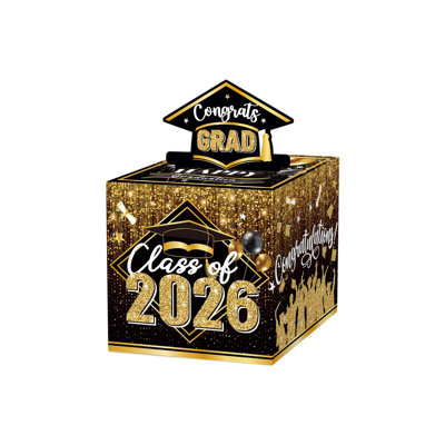 Class Of 2026 GraduationMoneyPull Gift Box Surprise Cash Box Available In BlackGold Or Black Red Ideal For Graduation Parties And Celebration Decor