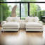 Canapé modulaire de luxe en chenille 4 places avec abri de charge intelligent et repose-pieds transformable pour une détente ultime-614805535