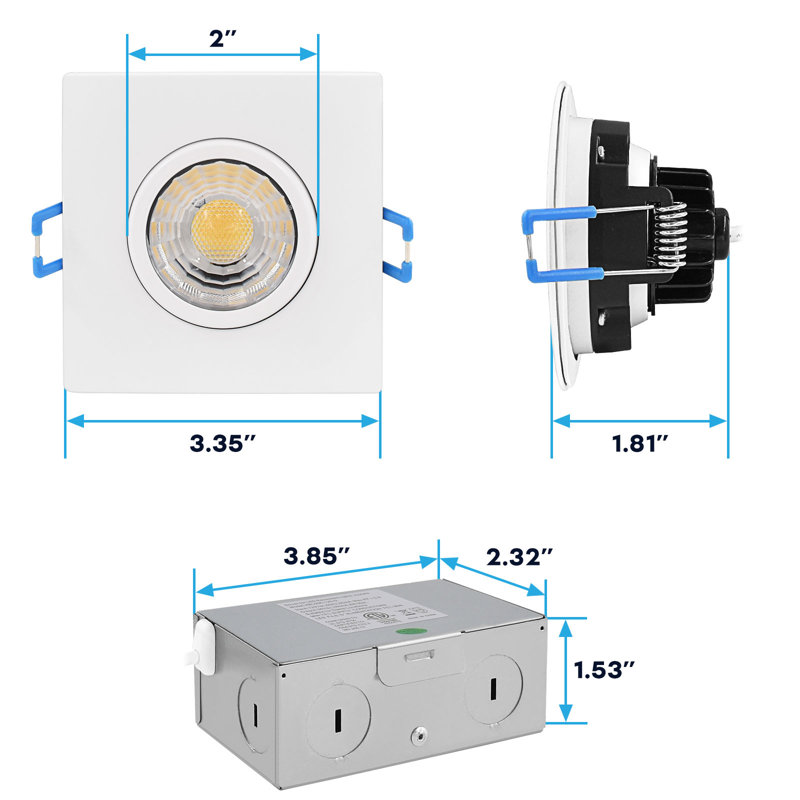 3'' Selectable Color Temperature Dimmable Air-Tight IC Rated LED Canless Recessed Lighting Kit