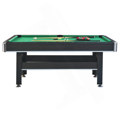 6-Ft Pool Table With Table Tennis Top - Black With Green Felt