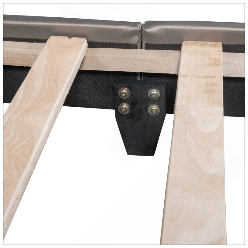 Lit plateforme tapissier en similicuir avec ornement en lapin, gris, Double