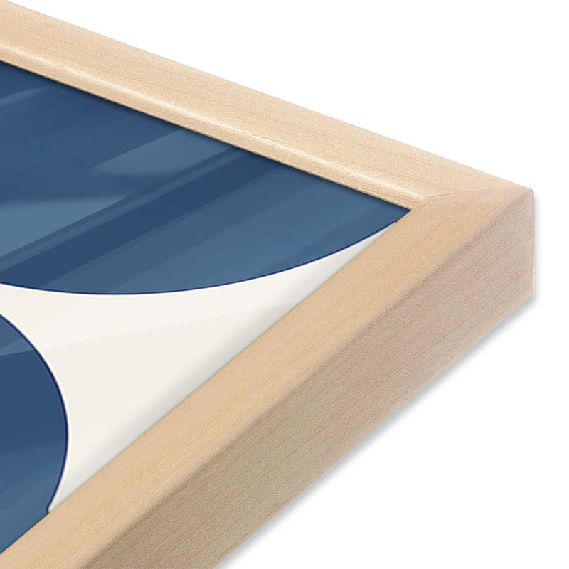 Sculptural Blue Geometry Print, 17" H x 13" W, Raw Maple, Framed Print without Mat