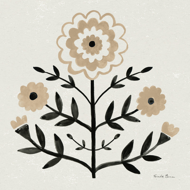 «Hermien Garden Folk I Brown on Canvas» par Farida Zaman, reproduction, H 12 po x l 12 po