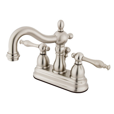 Robinet de salle de bain central à 4 poignées à 3 trous à fixation sur le comptoir avec laiton escamotable Kingston