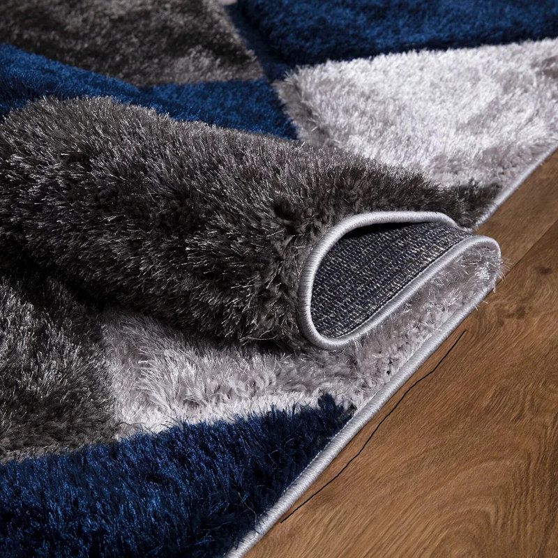 Geometric Shag Area Rug, Rectangle 80 x 150 cm