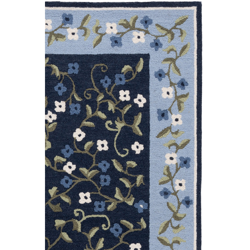 Martha Stewart Hand Tufted Wool, Cotton Floral Outdoor Rug, Rectangle 3' x 5'