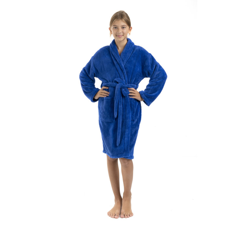 Peignoir en molleton pour enfants châle en molleton pour enfants, Bleu royal, TTG