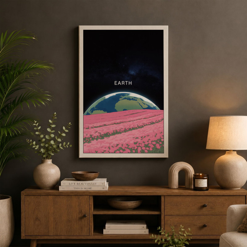 Earth in Dreamscape Surrealism - Wrapped Canvas, Ochre Border, 24x16 - 61.0 x 40.6 cm