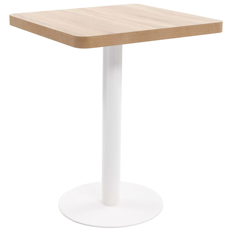  Table bistro en bois aggloméré brun clair et blanc et acier