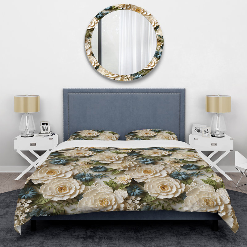 Ensemble de housse de couette blanc rétro, Housse de couette pour très grand lit et 2 très