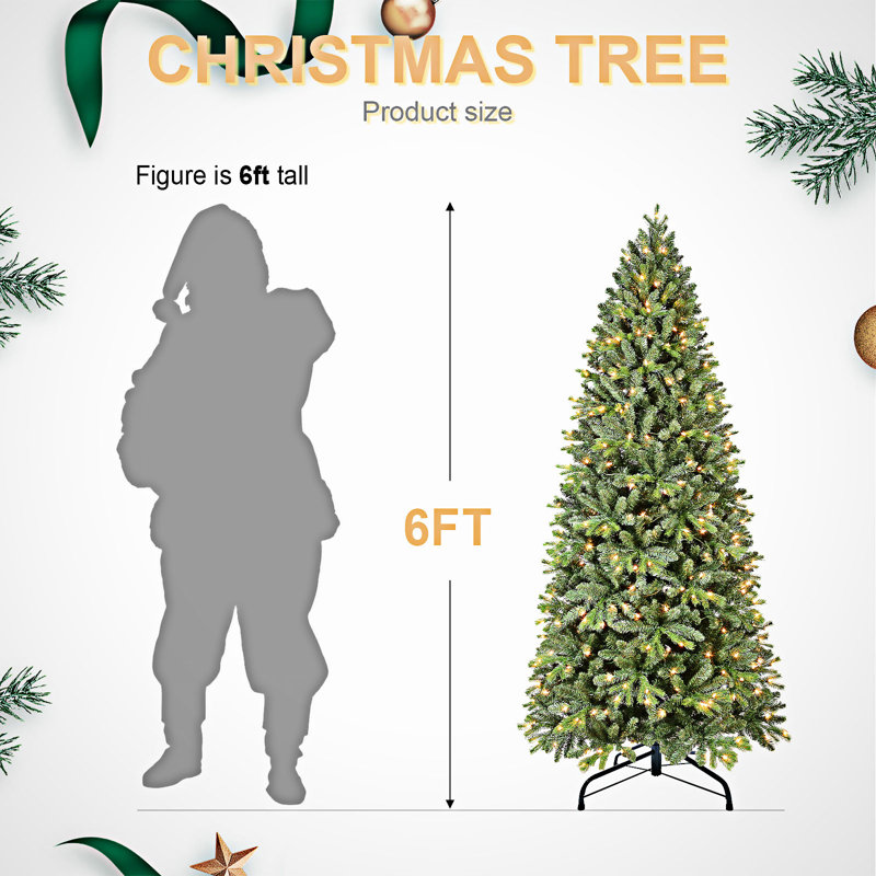 Arbre de Noël mince illuminé 8 pi