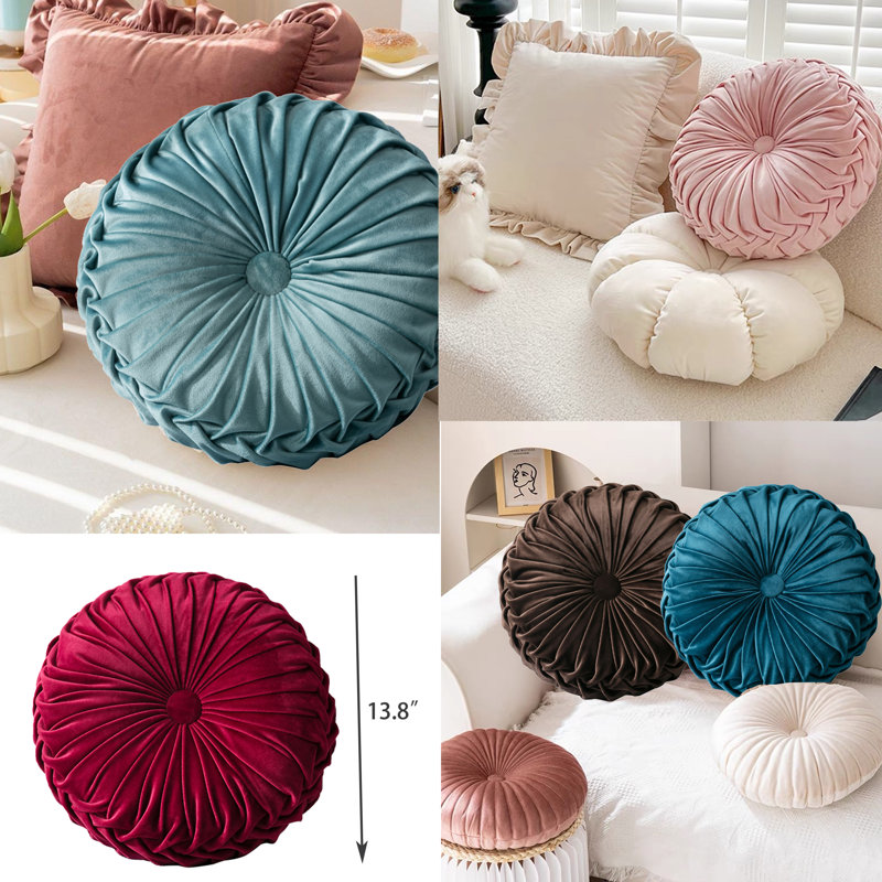  Coussin en velours à boutons, Café
