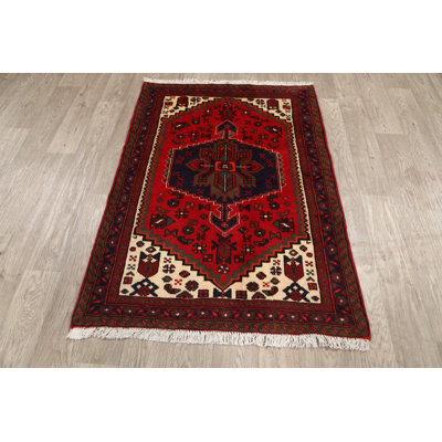 Tapis décoratif en laine noué à la main de conception unique 3 pi 2 po x 4 pi 6 po New Age