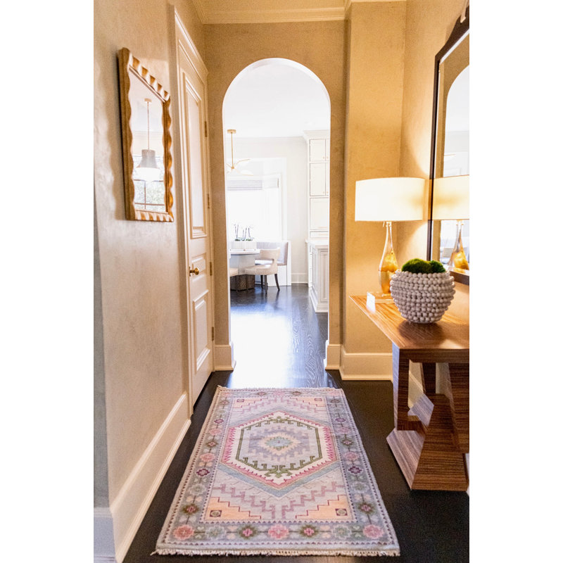 Maisie Hand Knotted Wool Geometric Area Rug, Runner 3' x 10'