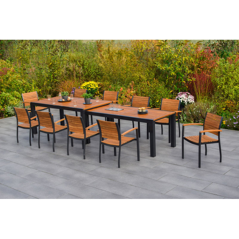 Barile 10 - Person Patio Dining Set with Extendable Rectangular Table