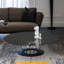 Plateau de table en verre trempé rond de 28 po avec motif en marbre noir imprimé, rebord poli rond épais de 0,315 po (8 mm)-119637032