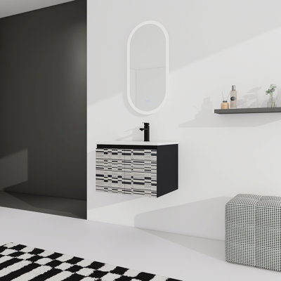 24'' Floating Wall-Mounted Bathroom Vanity With Ceramics Sink & Soft-Close Cabinet Door, Kd-Package