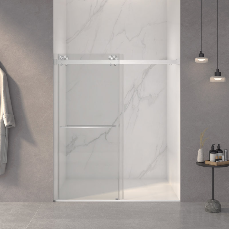 56-60"W X 70"H Frameless Design Double Sliding Opening Shower Door -5/16" (8Mm) Thick Clear Tempered Glass,Double Side Easy Clean Coat