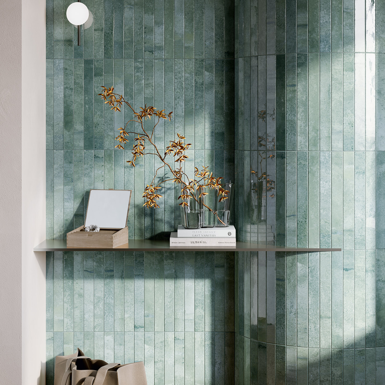 Gala 2" x 18" Zellige Porcelain Tile, Dark Green Montana
