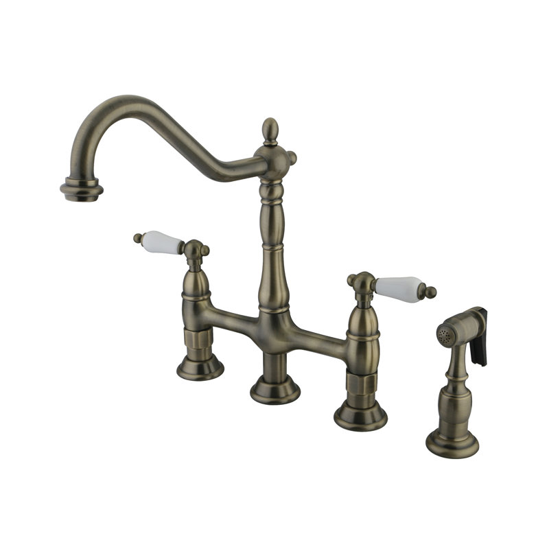 Heritage Hot & Cold Water Dispenser with Side Spray, Vintage Brass