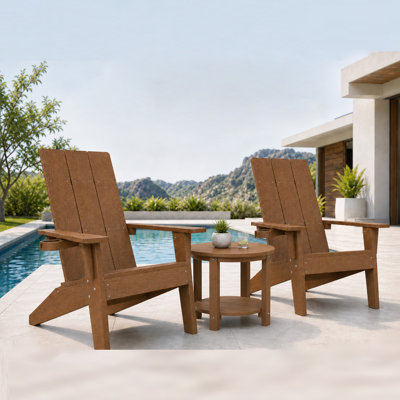 Outdoor Dining Set For 2 Person All Weather3 Piece HIPS Outdoor Patio Table And Chairs Set For Backyard, Garden, Deck, Poolside,Brown