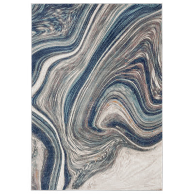 Tapis bleu/brun tissé à la machine Aerilyn