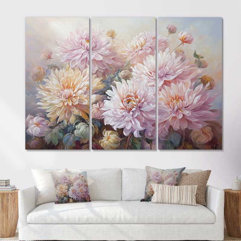 Rose et mauve, ensemble d'art sur toile, Toile tendue, H 40 po x l 60 po x P 1 po