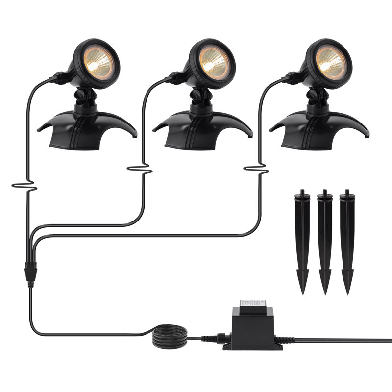 Black Outdoor Halogen Pond and Garden Spotlight with Transformer