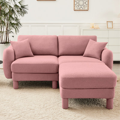 2 sièges en tissu rose avec des sièges distinctifs, de fabrication et confortables pour une détente quotidienne avec système de ressorts rembourrés