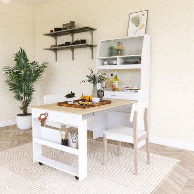 Buffet With Hutch And Foldable Dining Table