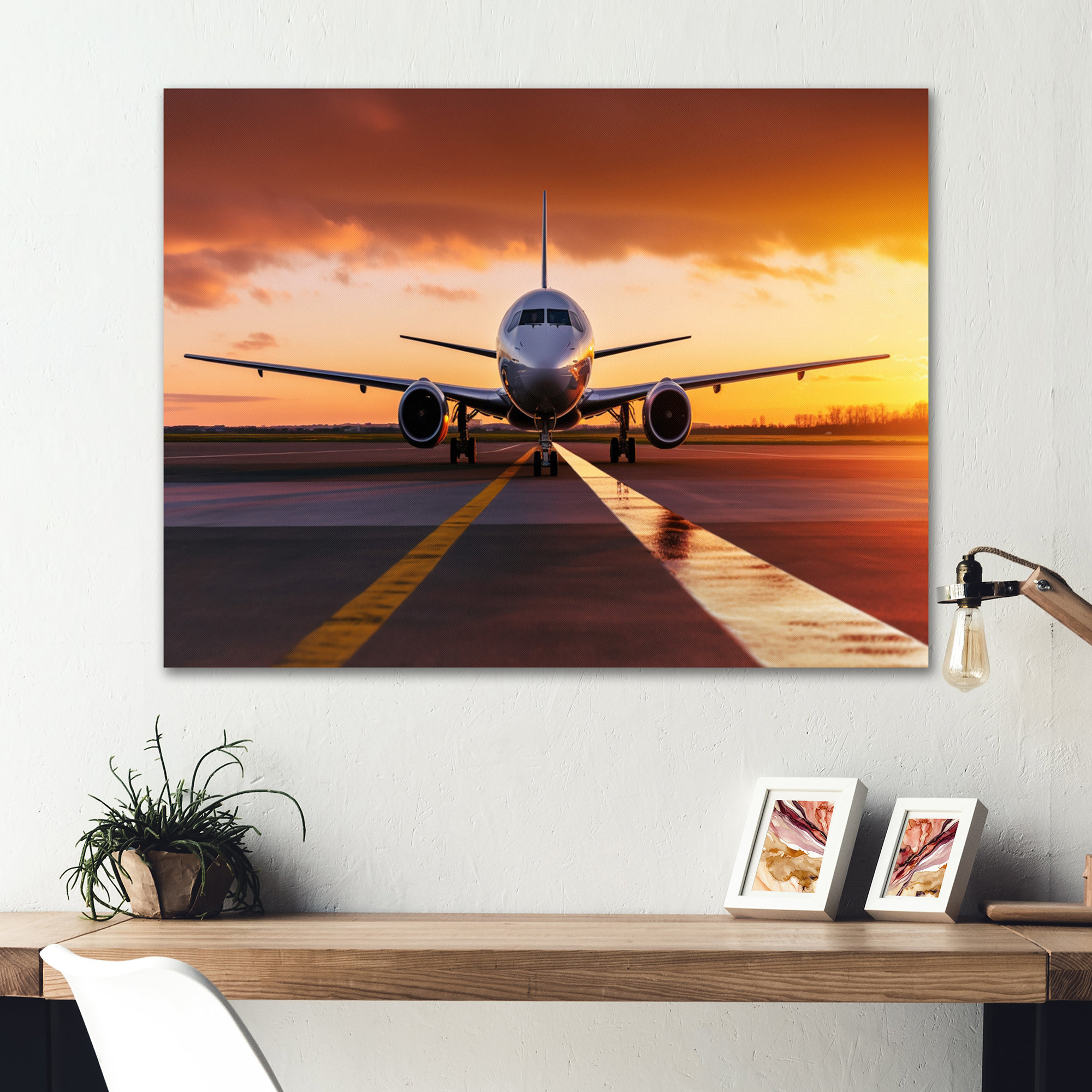 Ebern Designs Airplane at Sunset II - Plane Metal Wall Decor | Wayfair