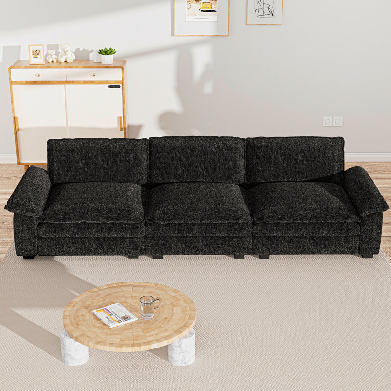 Canapé modulaire 130 po / 154,56 po, Noir, noir, noir, noir, H 38,9 po x l 130 po x P 66,9 po, 3