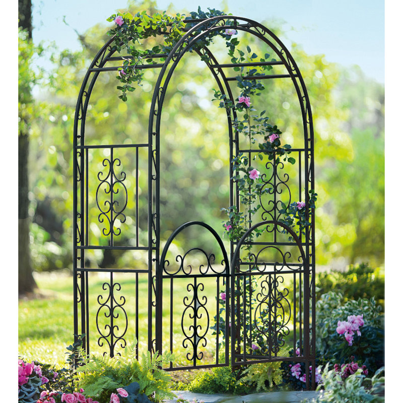 Montebello Iron Arbor with Gate, Brown