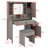 Makeup Vanity Desk with Sliding Mirror & Lights, Farmhouse Glass Top Vanity with Charging Station, 4 Drawers 2 Cabinets Dressing Table Set with Stool-364780580