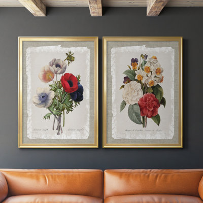 Botanical Bouquet Anemone, toile encadrée de qualité supérieure - prête à être accrochée