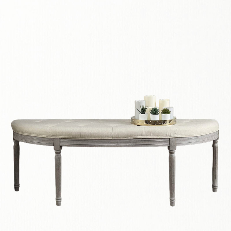 Upholstered Bench With  Wooden Legs
