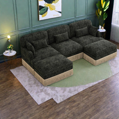 Deep Seat Modular Sofas, Chenille Leopard Modern Living Room Home