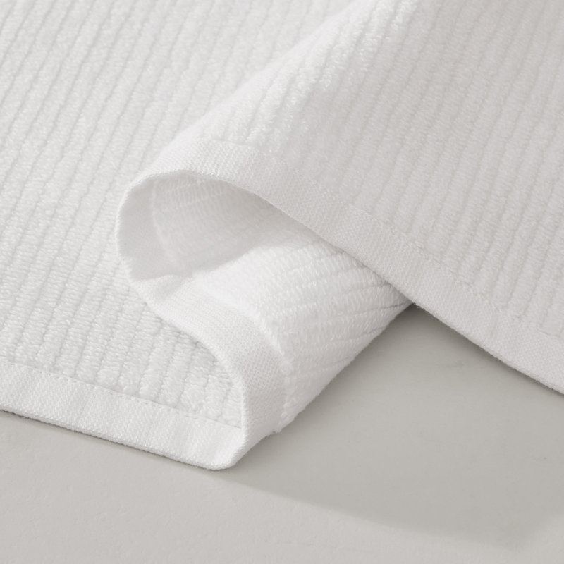 Egyptian Cotton Ribbed Towels, White, Bath Sheet