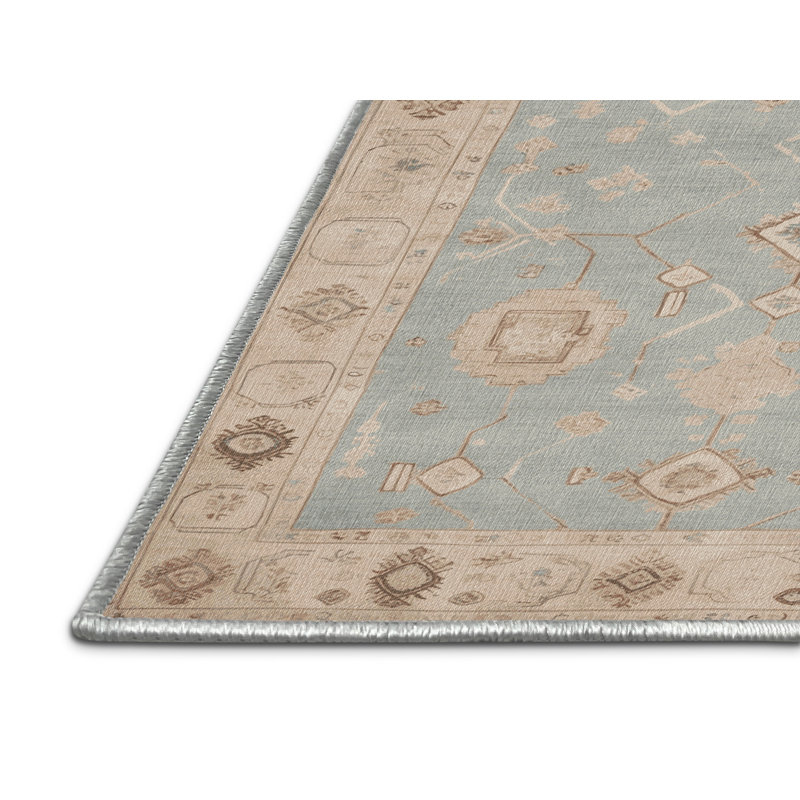 Tapis beige lavable à la machine Afyon, Rectangle 4 pi x 6 pi