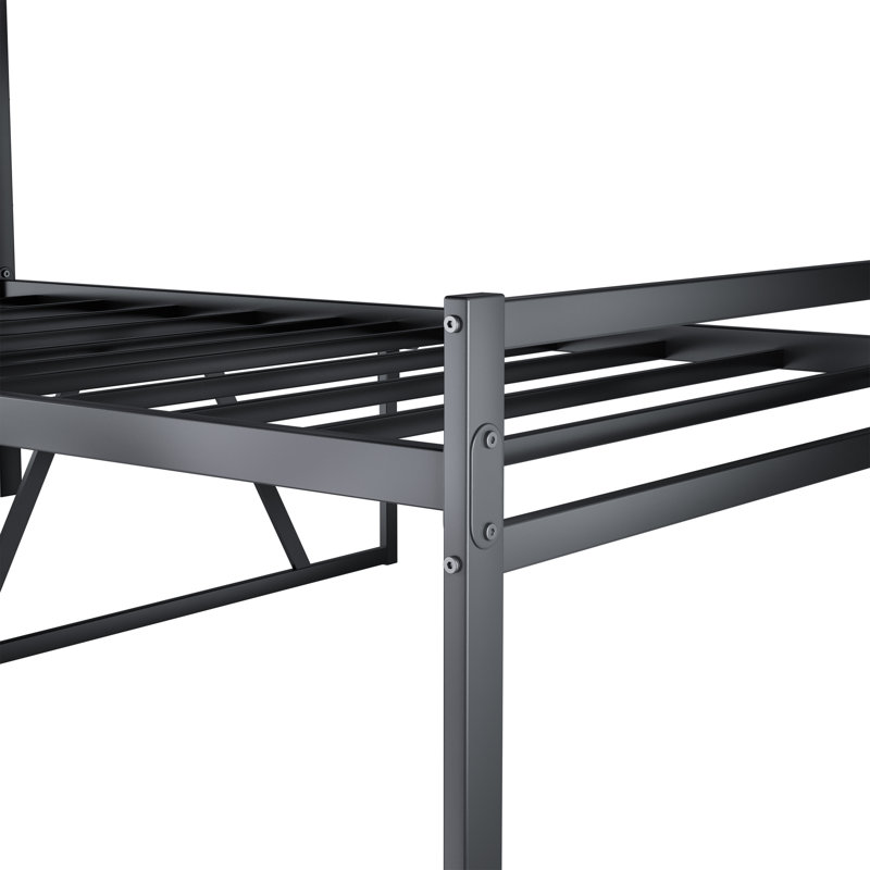 Structure de lit en métal avec tête de lit, plateforme industrielle