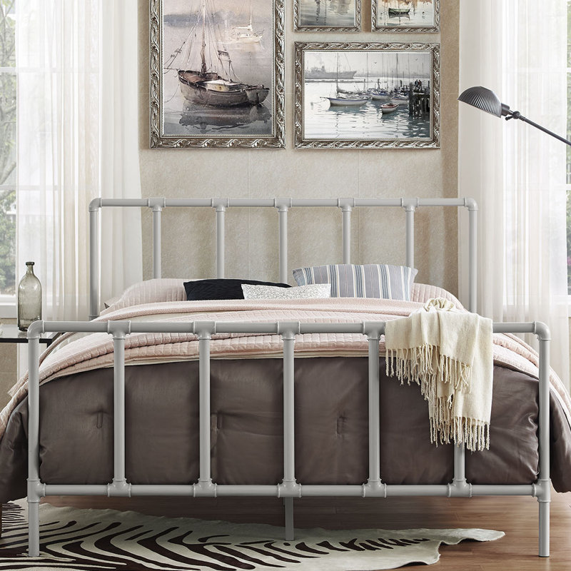 Lit en acier inoxydable Dower, Grand, gris