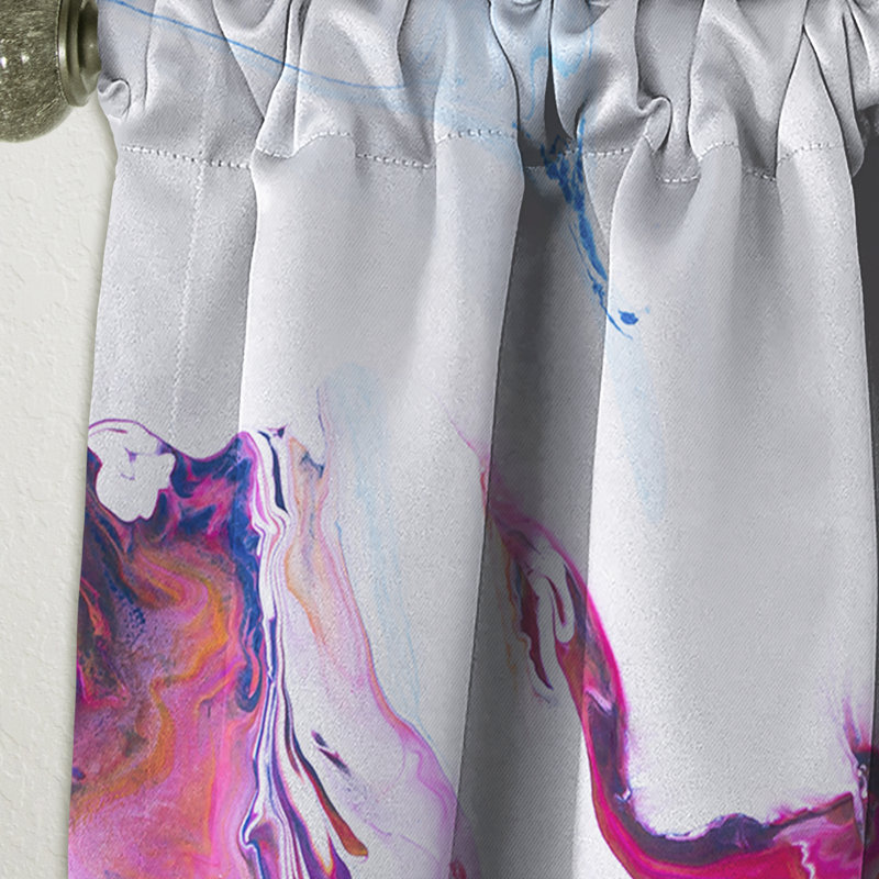 Panneau de rideau simple occultant de style Mid-Century abstrait mauve, rose et bleu, L 52 po x L 90 po