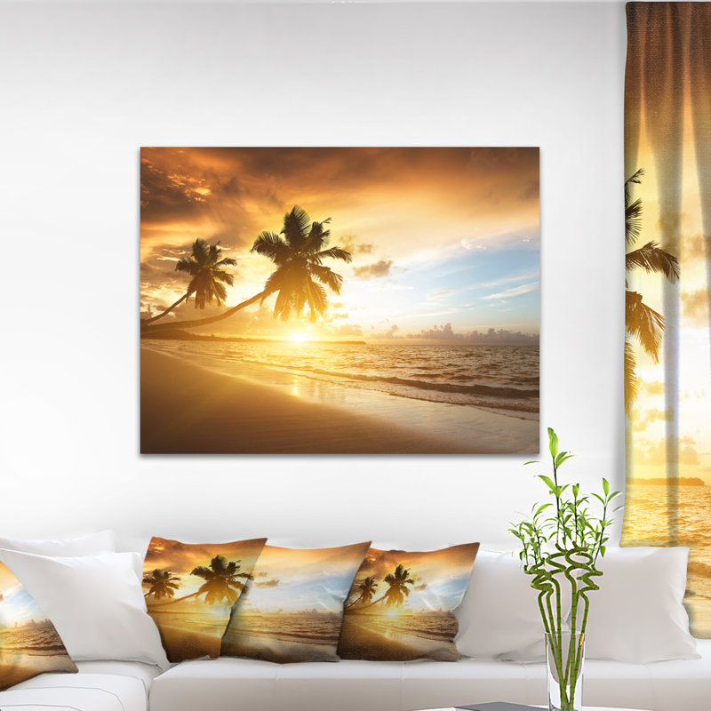 Photographie « antilles mer coucher de soleil » Seascape, H 8 po x l 12 po x P 1 po, Toile tendue