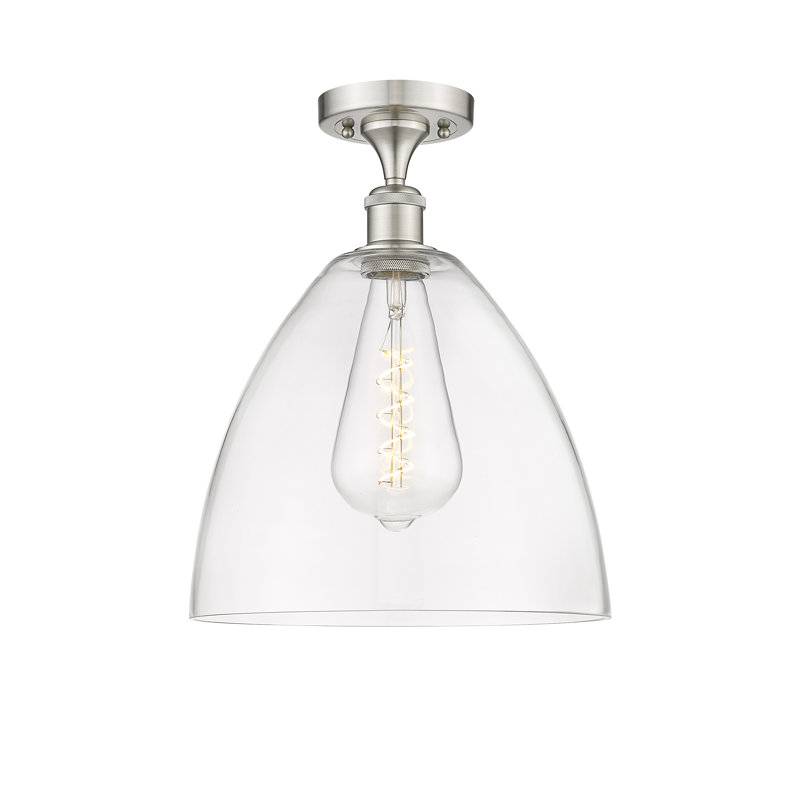 Plafonnier semi-encastré 1 lumière Yenesis, H 14,75 po x l 12 po x P 12 po, Transparent, Nickel satiné brossé