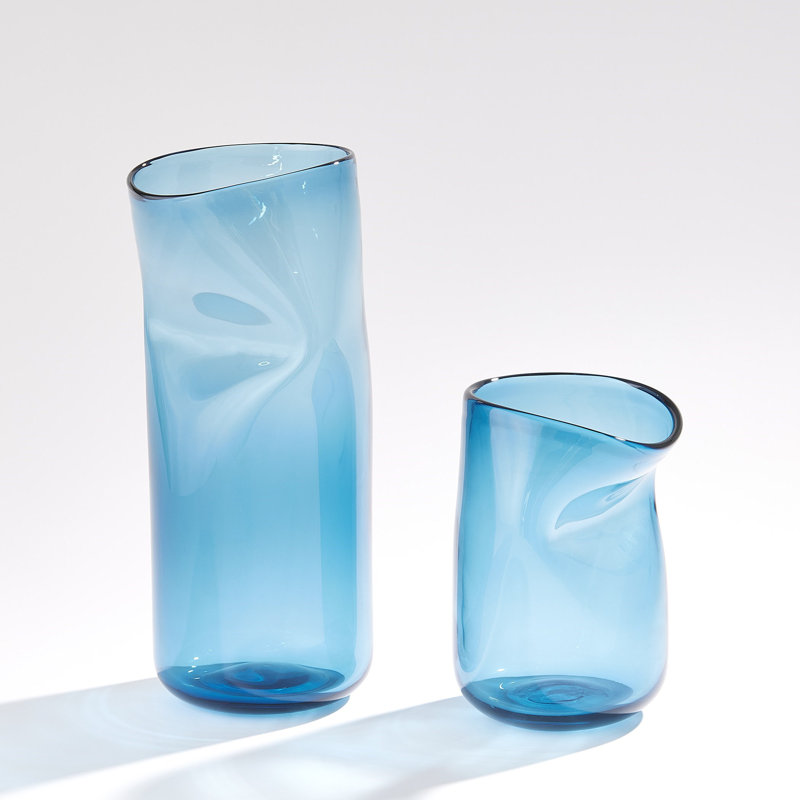 Contour Vase, 15" H x 7.25" W x 6.75" D, Blue