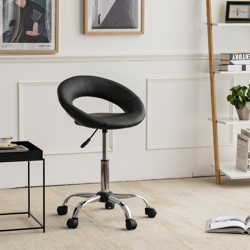 Maysen Backed Adjustable Height Ergonomic Active Stool with Removable Casters/Wheels, Black