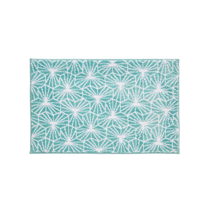 Emery Geometric Non Slip Bath Mat, Duck Egg